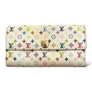 LOUIS VUITTON Paris Vintage Monogram Multicolor Sarah Wallet (White)
